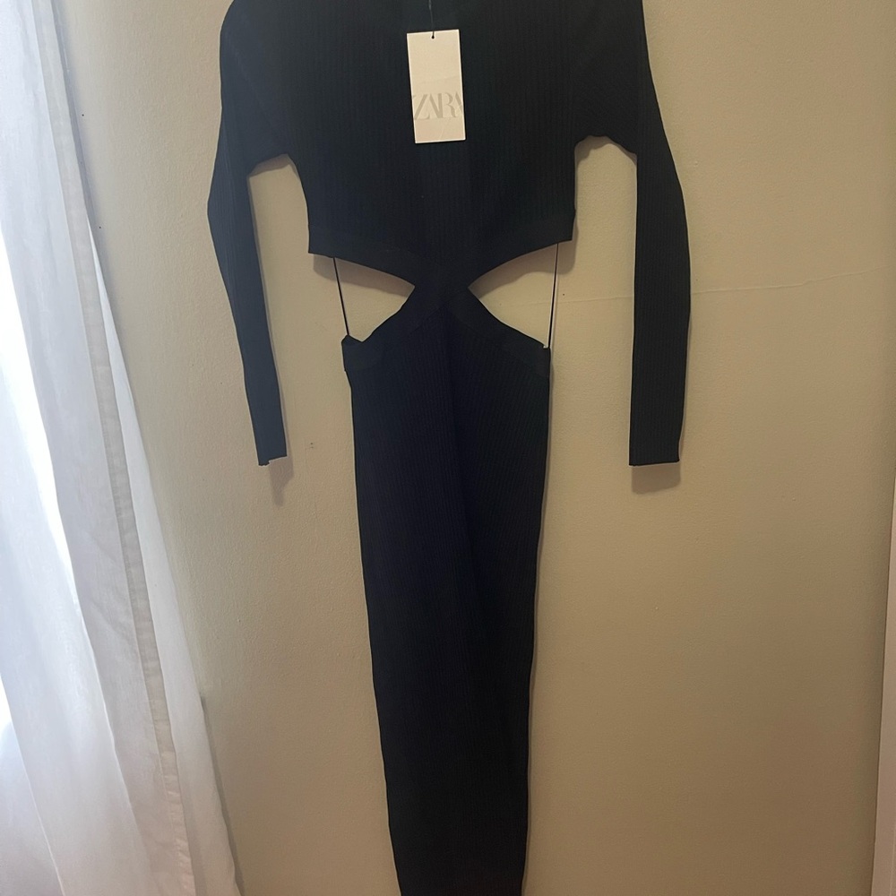 Zara Black Cut-Out Midi Dress